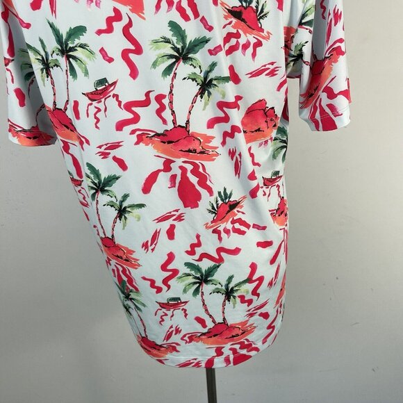 Bad Birdie Men's L Short Sleeves Golf Polo Shirt Hawaiian Tropical Print - Picture 6 of 14
